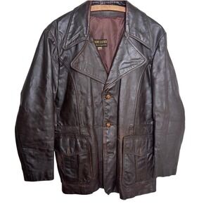 Vintage Argentine Leather Jacket Mens Brown Made in Argentina Blazer Size 42/L